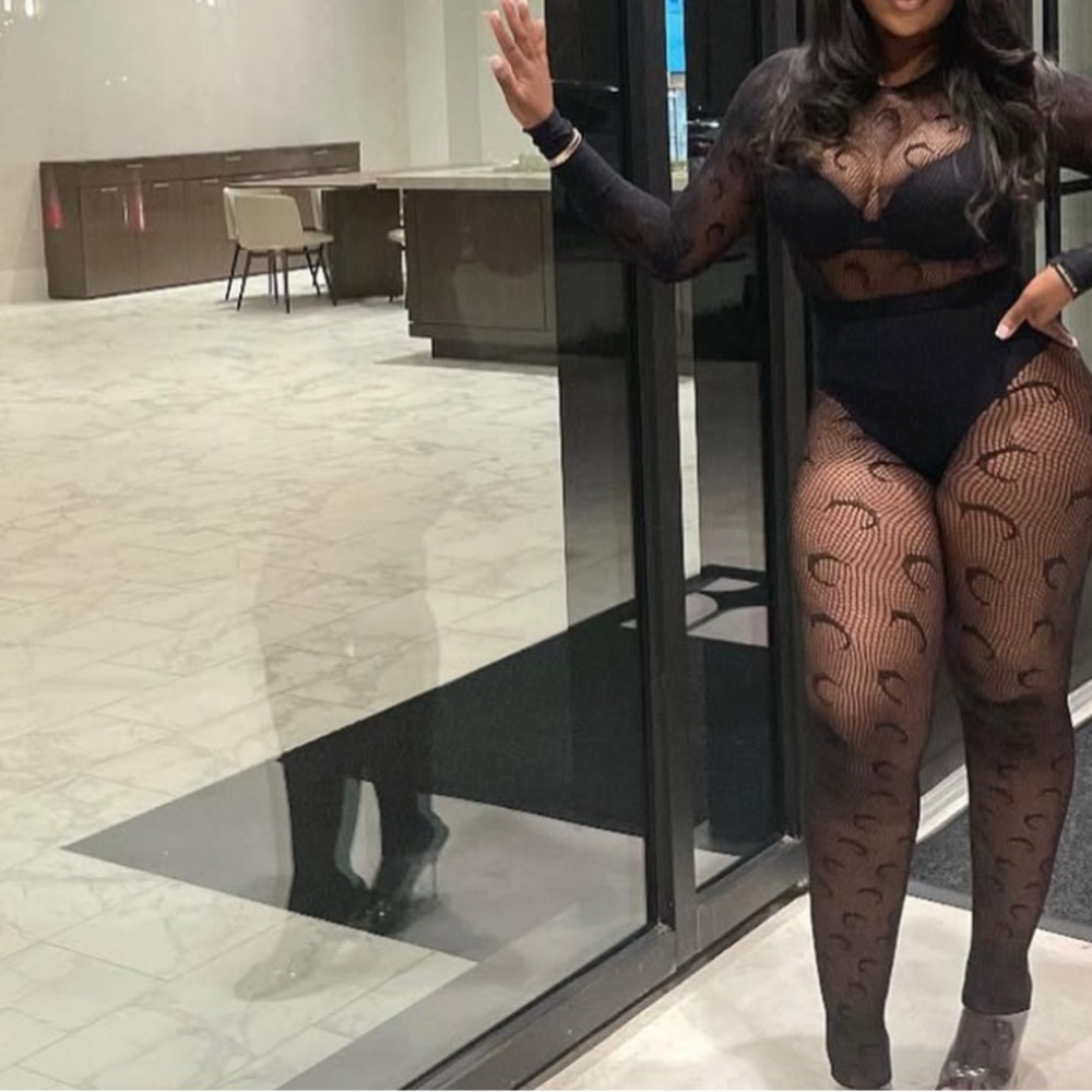 Marine Serre Black Sheer Bodysuit